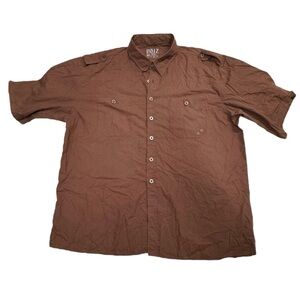 Noiz size 4XL brown button down dress shirt with front pockets and collar.